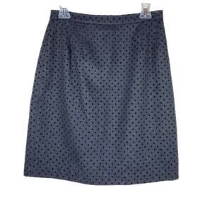 Rickie Freeman for Teri Jon Wool Gray Polka Dots Skirt 10 Preppy Career